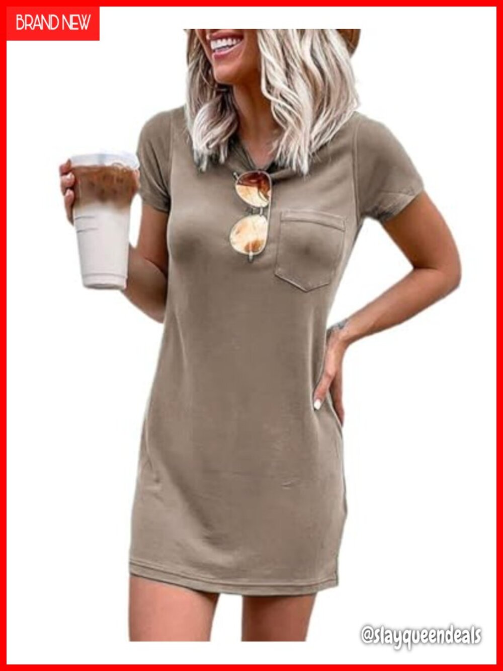 Women's T Shirt Dress Mini Short Sleeve Casual Sundress Beach